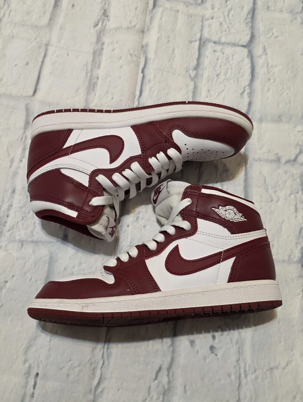 Nike High Top Sneakers in White and Maroon